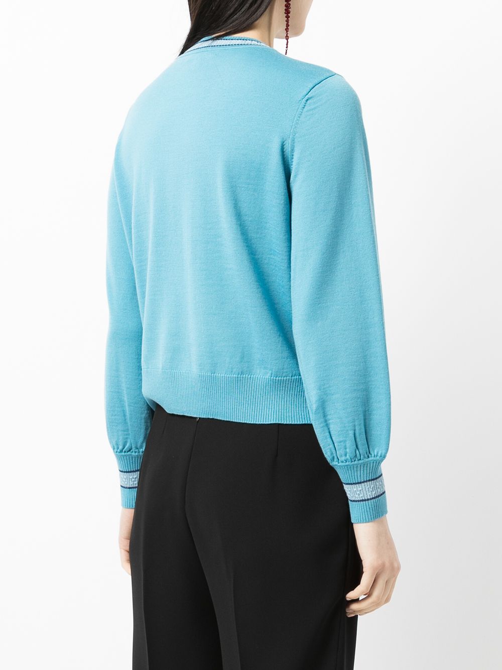 Shop Shiatzy Chen Logo-embroidered Merino Jumper In Blue