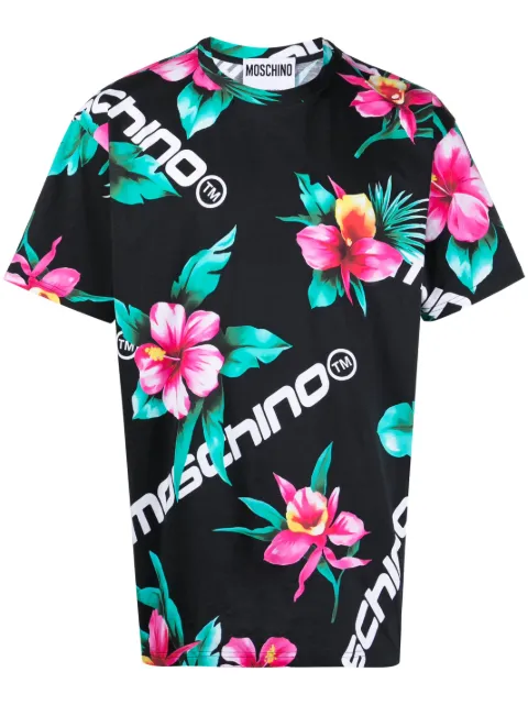 Moschino hibiscus logo-print cotton T-shirt