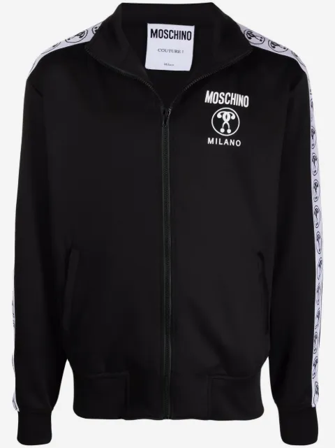 Moschino logo-striped zipped jumper