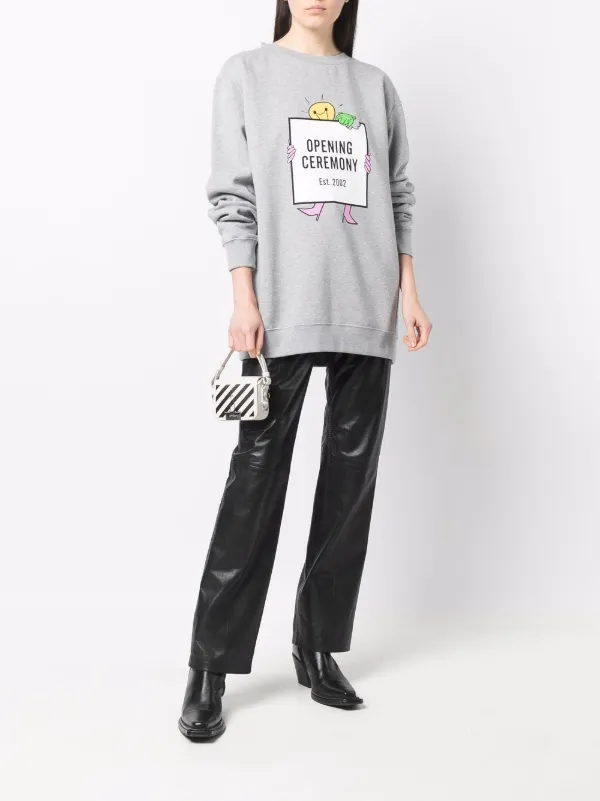Opening Ceremony Lightbulb box-logo Print Hoodie | Grey