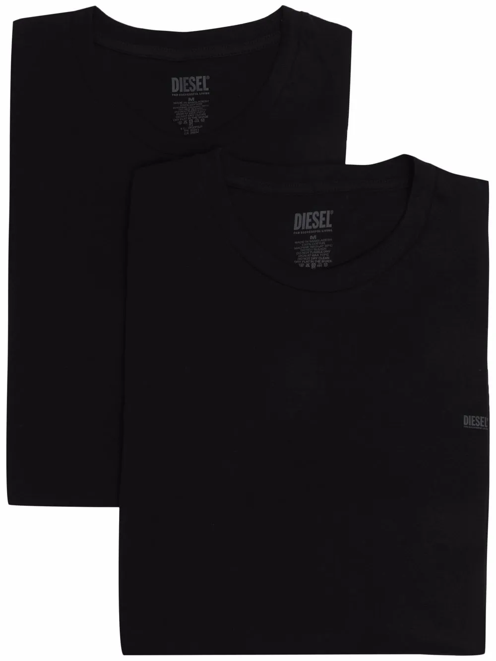 

Diesel pack de dos playeras con logo estampado - Negro