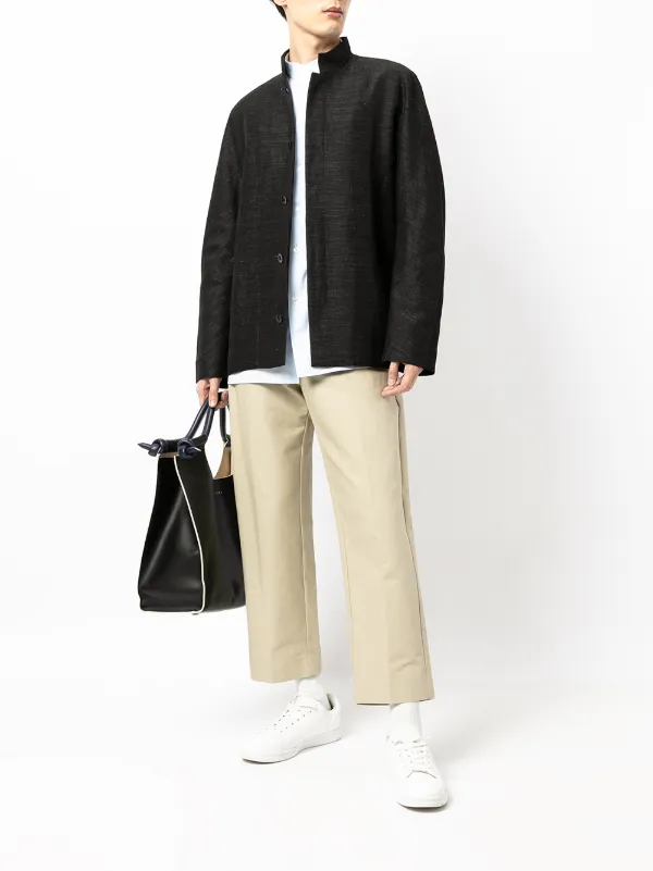 Mandarin collar wool coat shop
