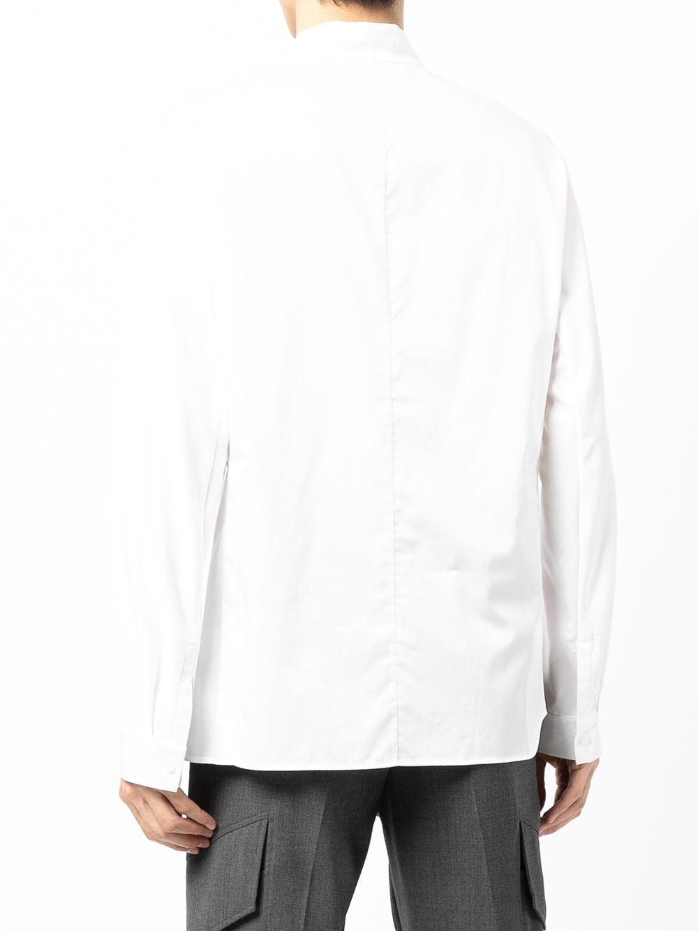 Shop Shiatzy Chen Mandarin Collar Cotton Shirt In White