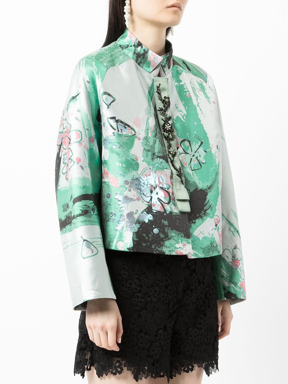 Shop SHIATZY CHEN jacquard cropped jacket with Express Delivery - FARFETCH