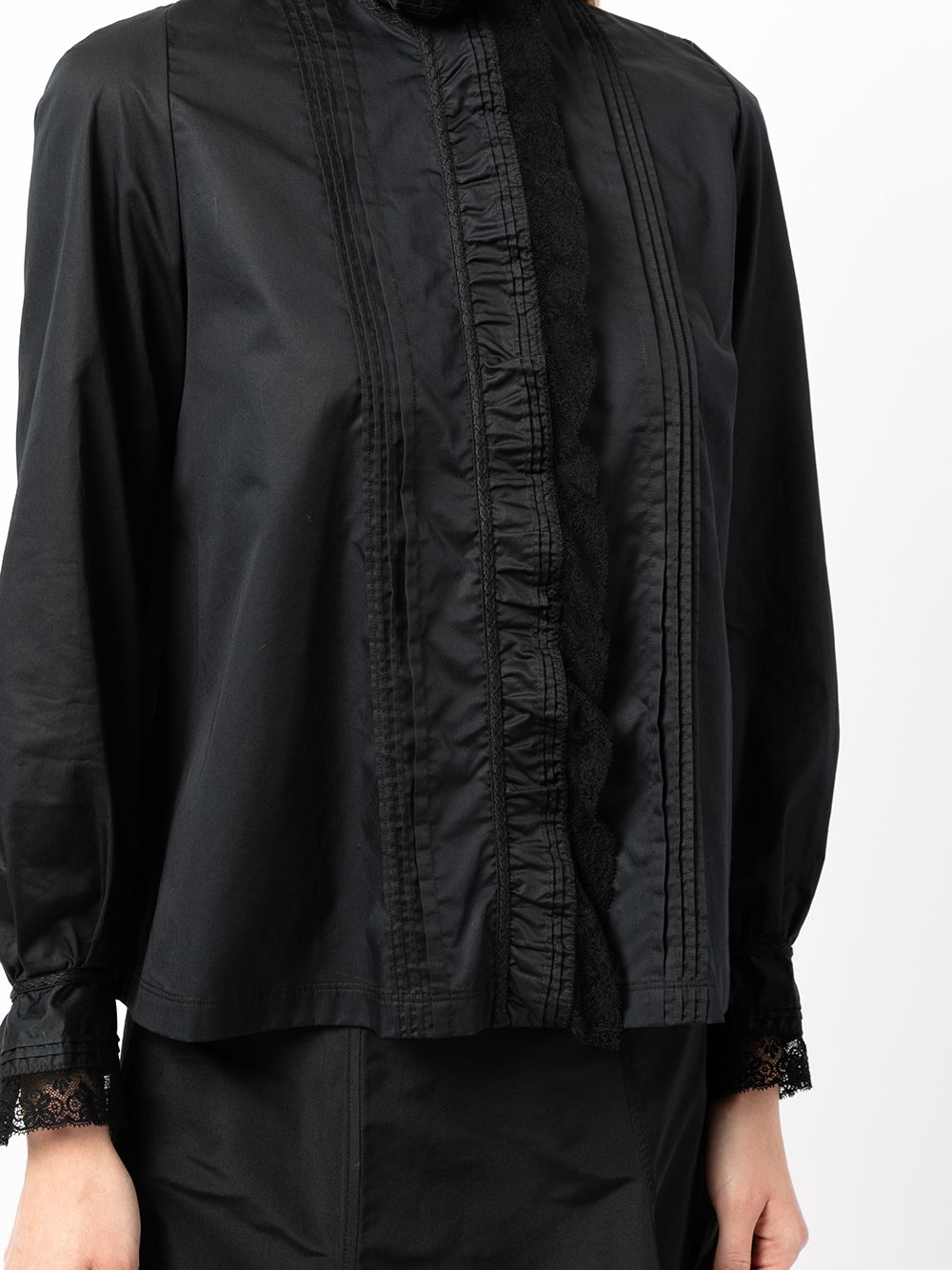 Shop Shiatzy Chen Ruffle-trim Shirt In Black