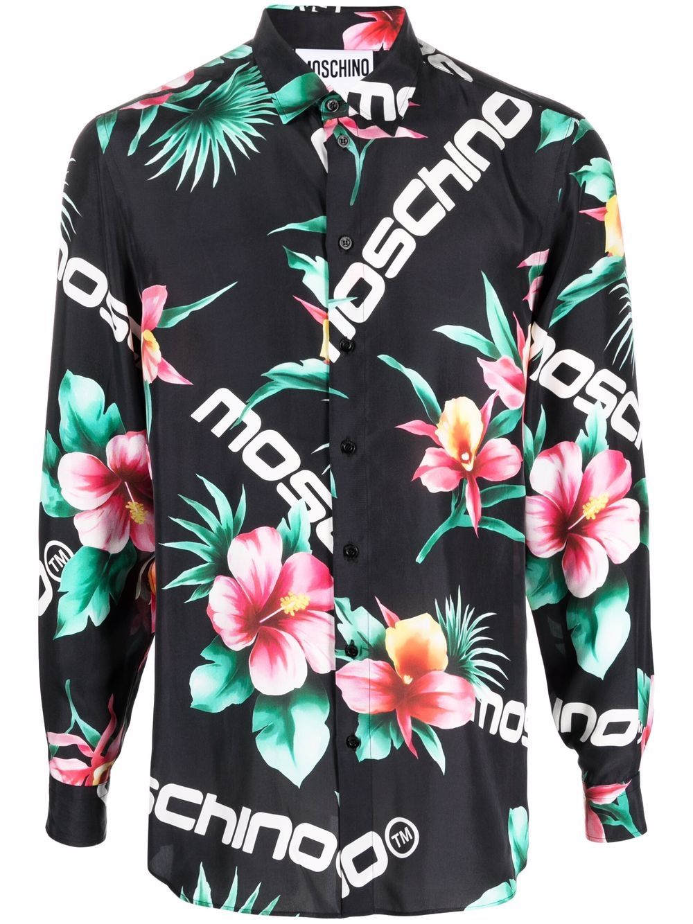 

Moschino camisa de seda con estampado floral - Negro