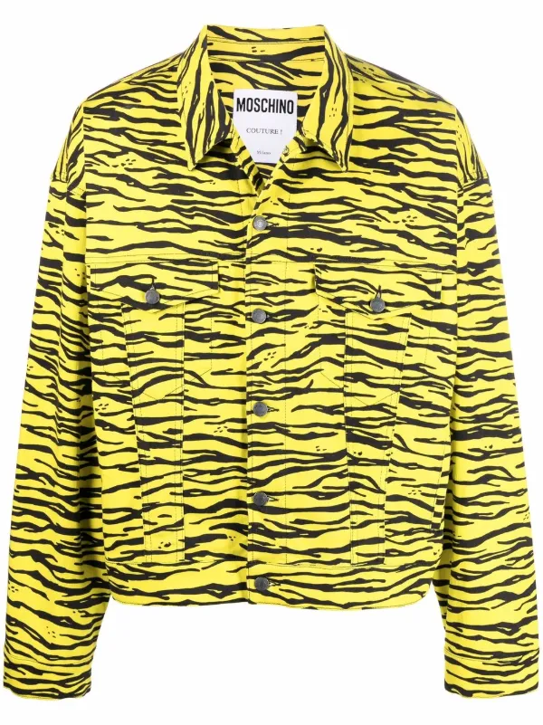 Shop Moschino zebra-print denim jacket 