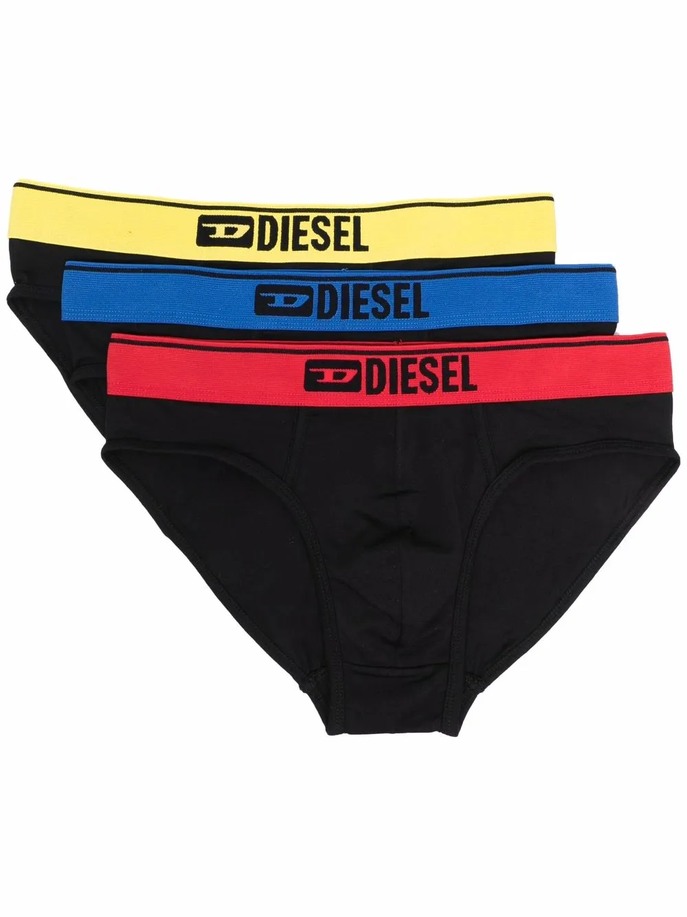 Diesel logo-waist briefs (set of three) - Black