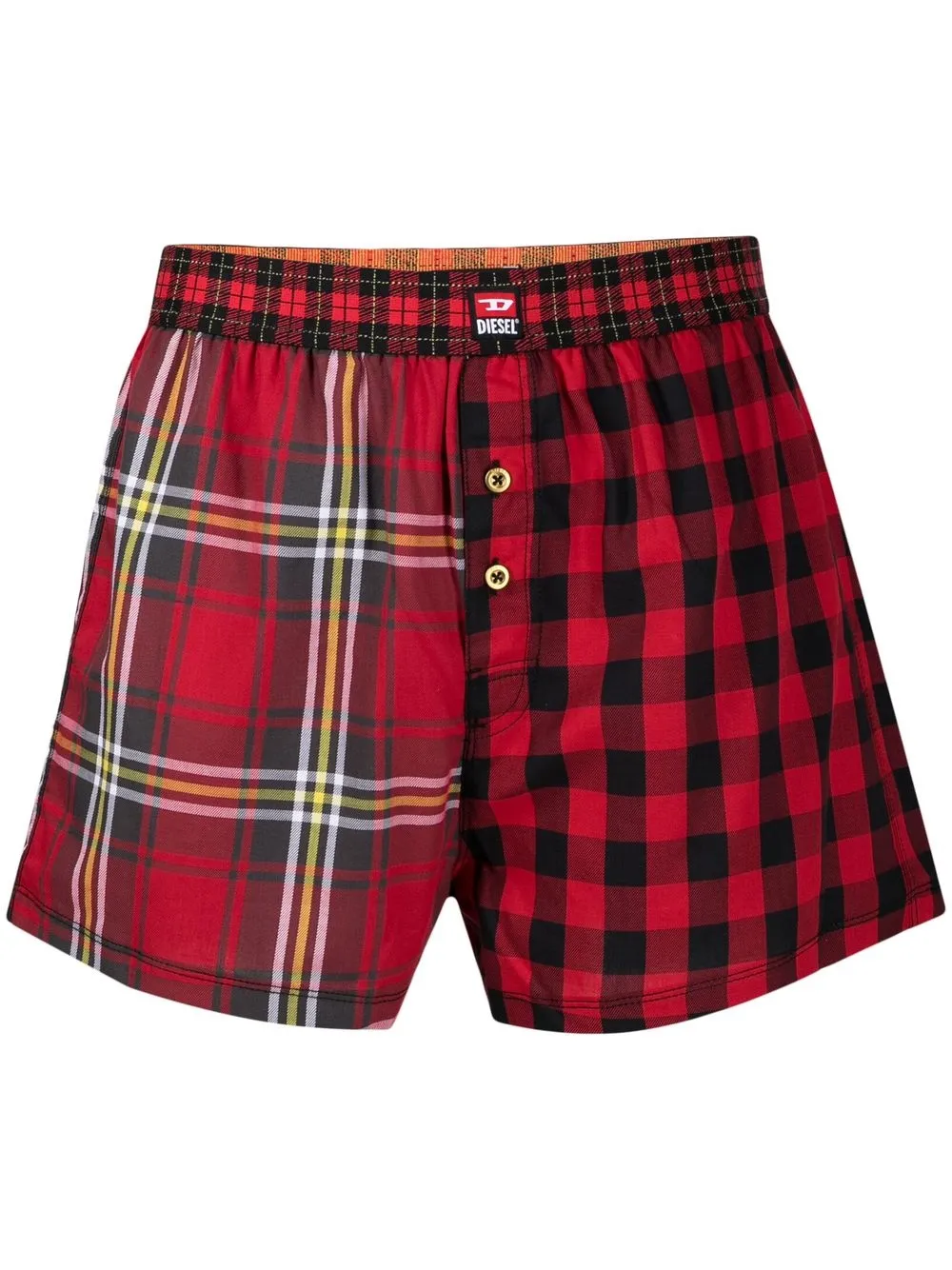 Diesel 투톤 체크 복서 브리프 | 레드 | Image 1