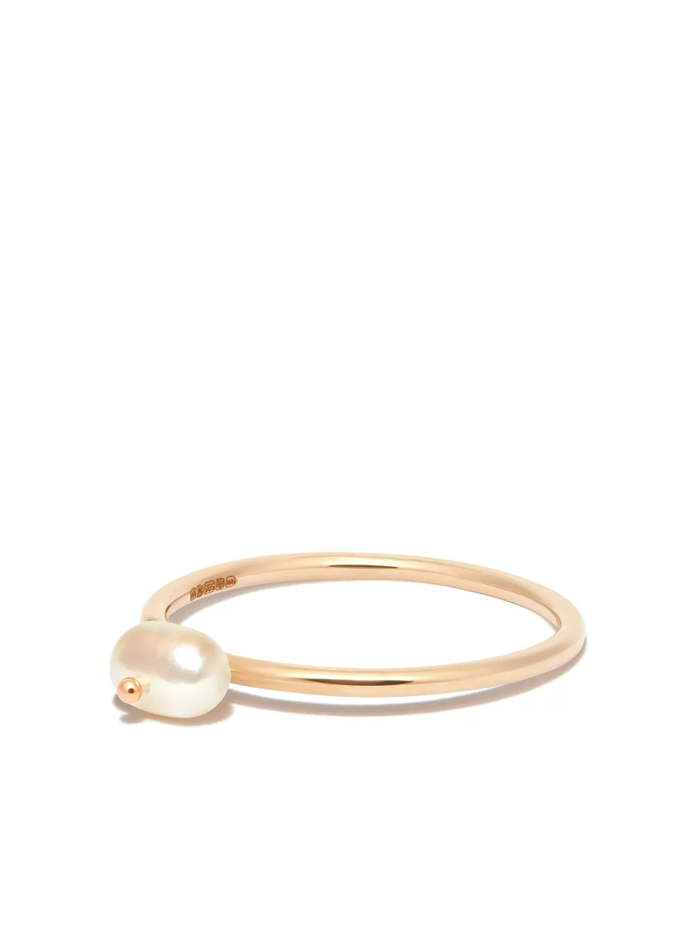 WWAKE anillo en oro amarillo de 14kt con perla - Dorado