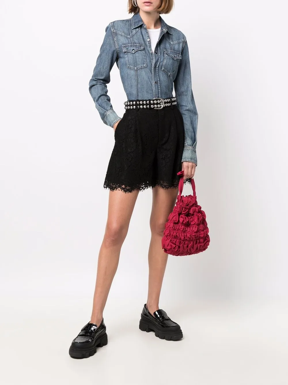 фото Red valentino кружевные шорты с завышенной талией