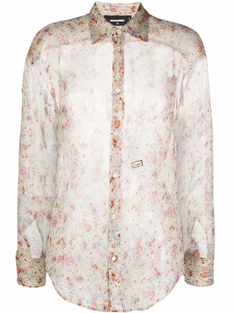 DSQUARED2 silk floral-print shirt