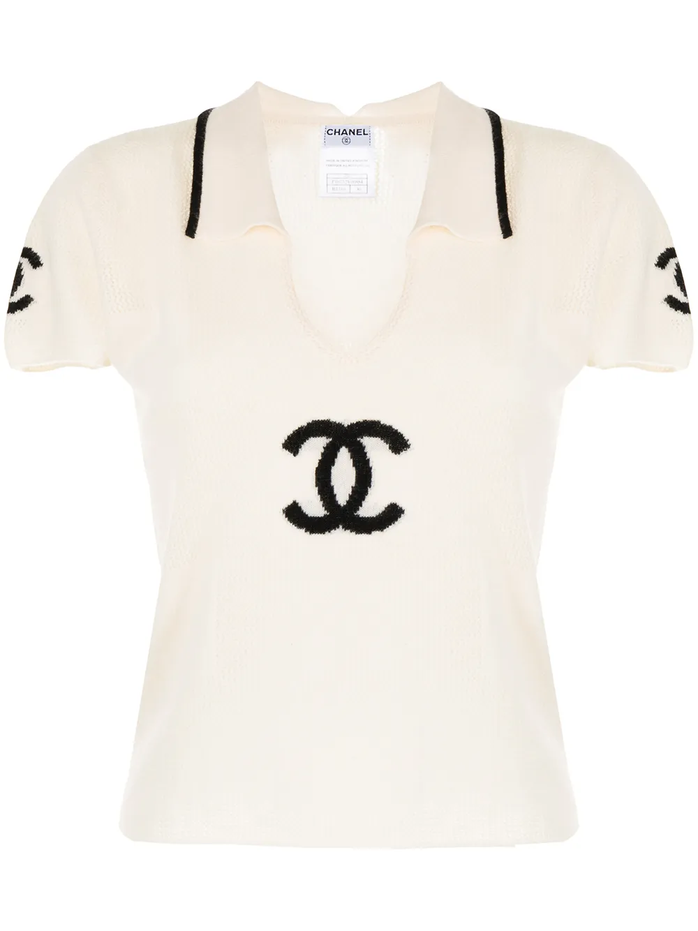 фото Chanel pre-owned трикотажный топ 2001-го года с логотипом cc