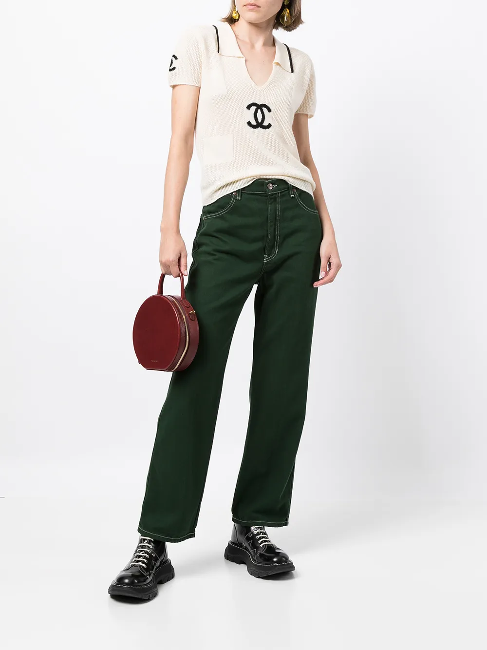фото Chanel pre-owned трикотажный топ 2001-го года с логотипом cc