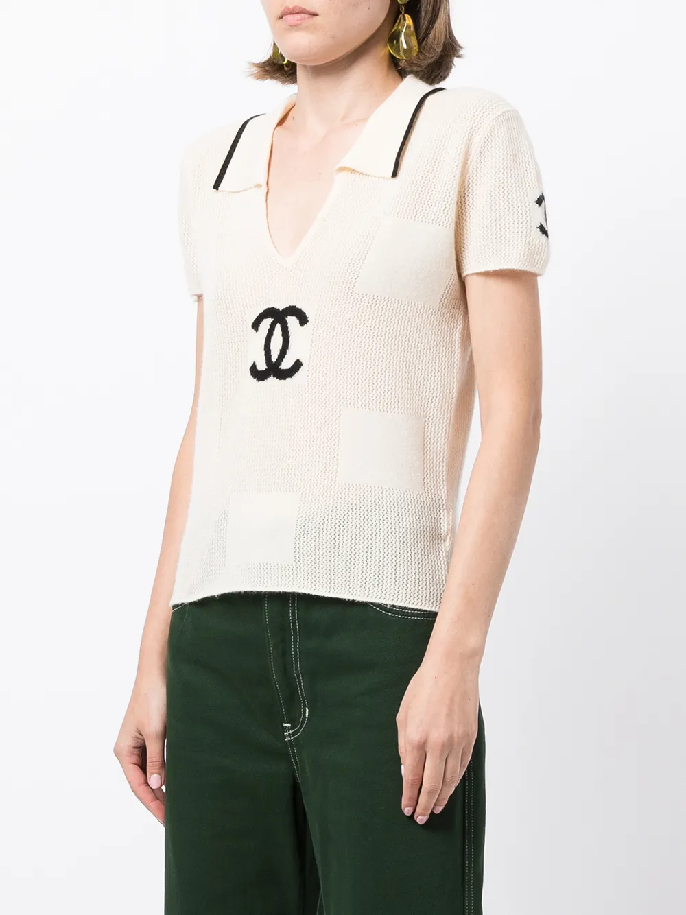 фото Chanel pre-owned трикотажный топ 2001-го года с логотипом cc