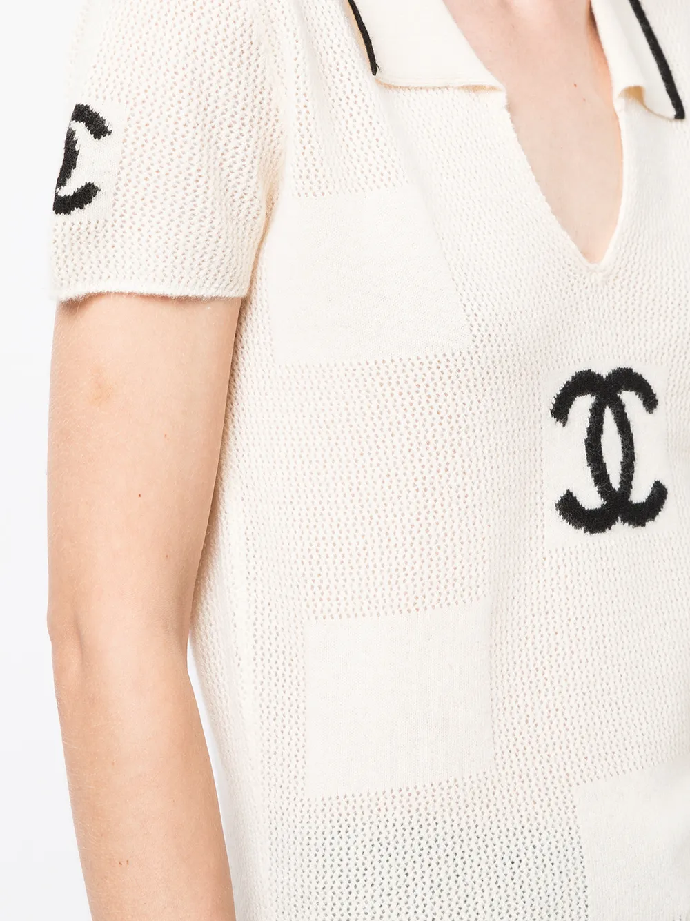 фото Chanel pre-owned трикотажный топ 2001-го года с логотипом cc