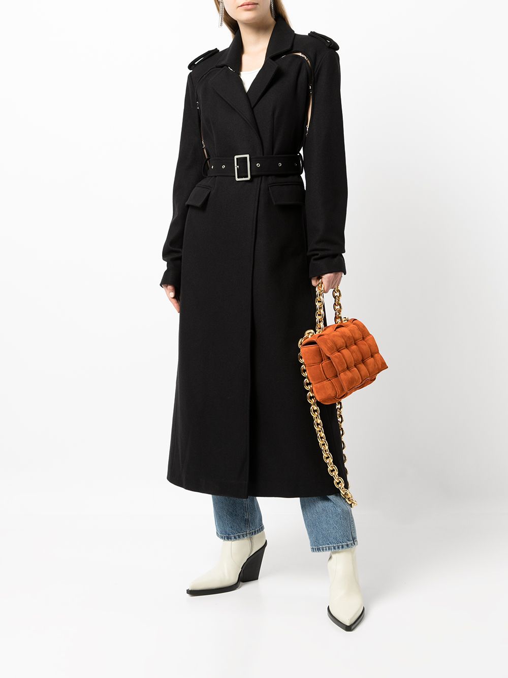 Shop Boyarovskaya Belted Long Trench Coat In Black