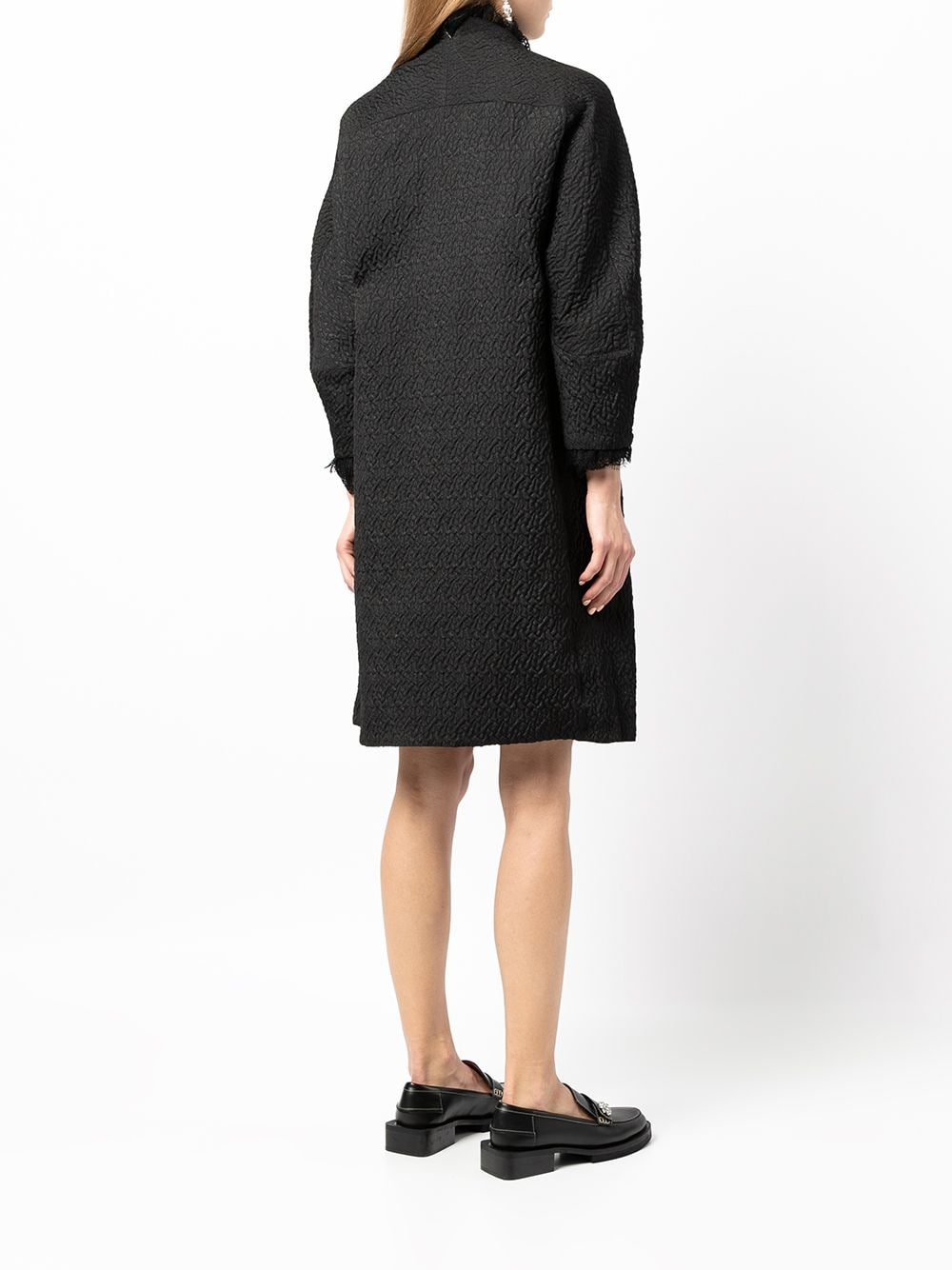 Shop Shiatzy Chen Patterned-jacquard Reversible Coat In Black