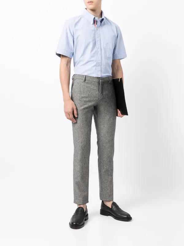 【関税込み】thom browne Patchwork shirt Thom Browne logo-patch Shirt | Blue | FARFETCH