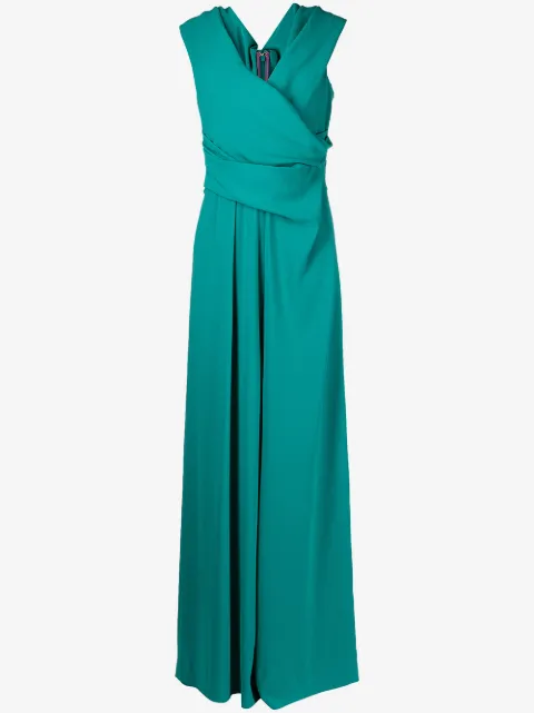 Talbot Runhof detachable-train draped jumpsuit