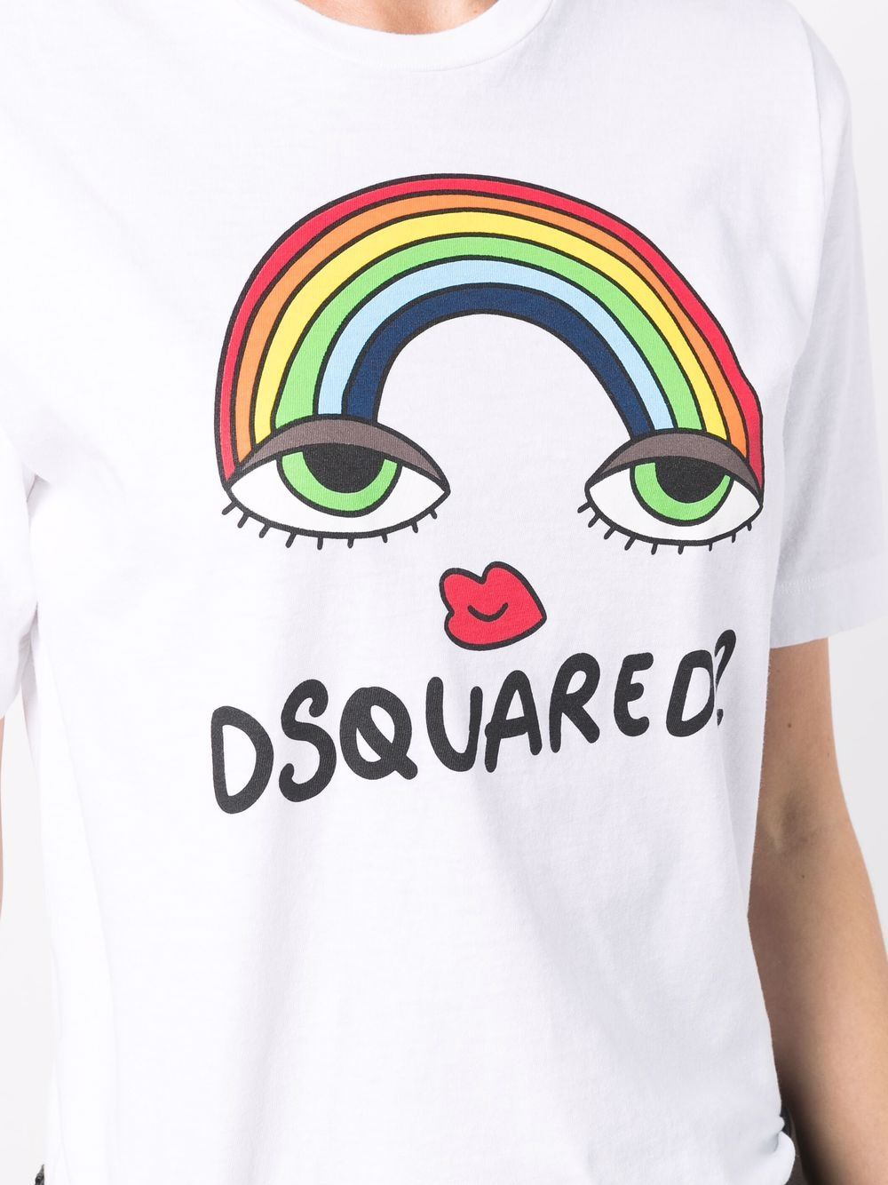 Shop Dsquared2 rainbow logo print T-shirt with Express Delivery - FARFETCH