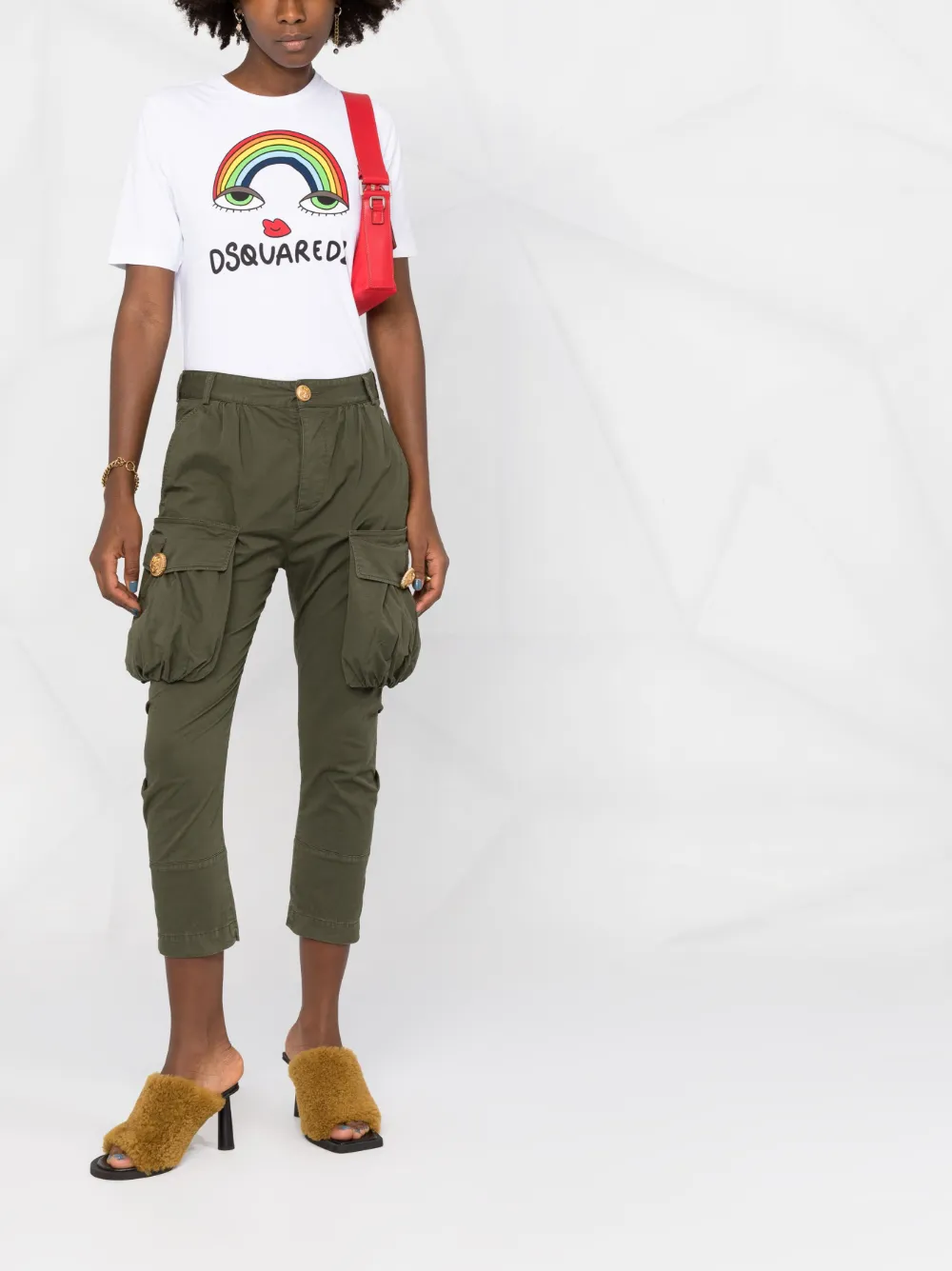 Affordable DSQUARED2 rainbow logo print T-shirt Women