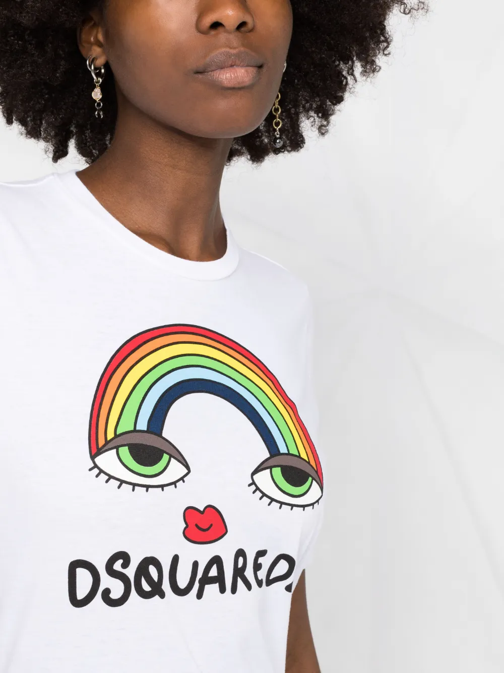 Affordable DSQUARED2 rainbow logo print T-shirt Women