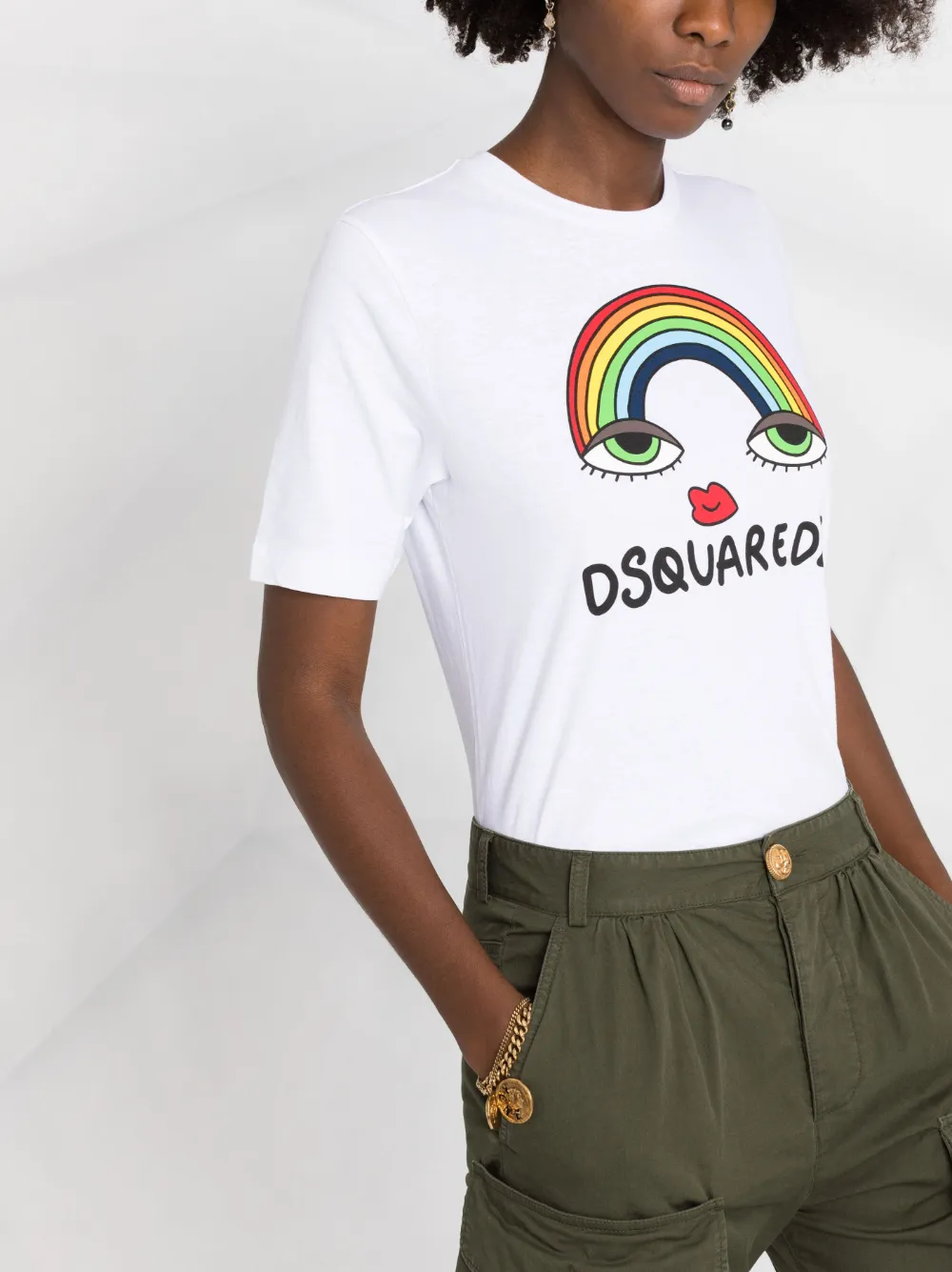 Affordable DSQUARED2 rainbow logo print T-shirt Women