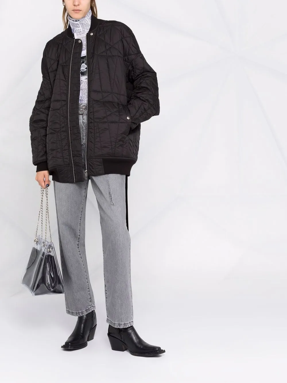 фото Rick owens drkshdw стеганое пальто с воротником-стойкой