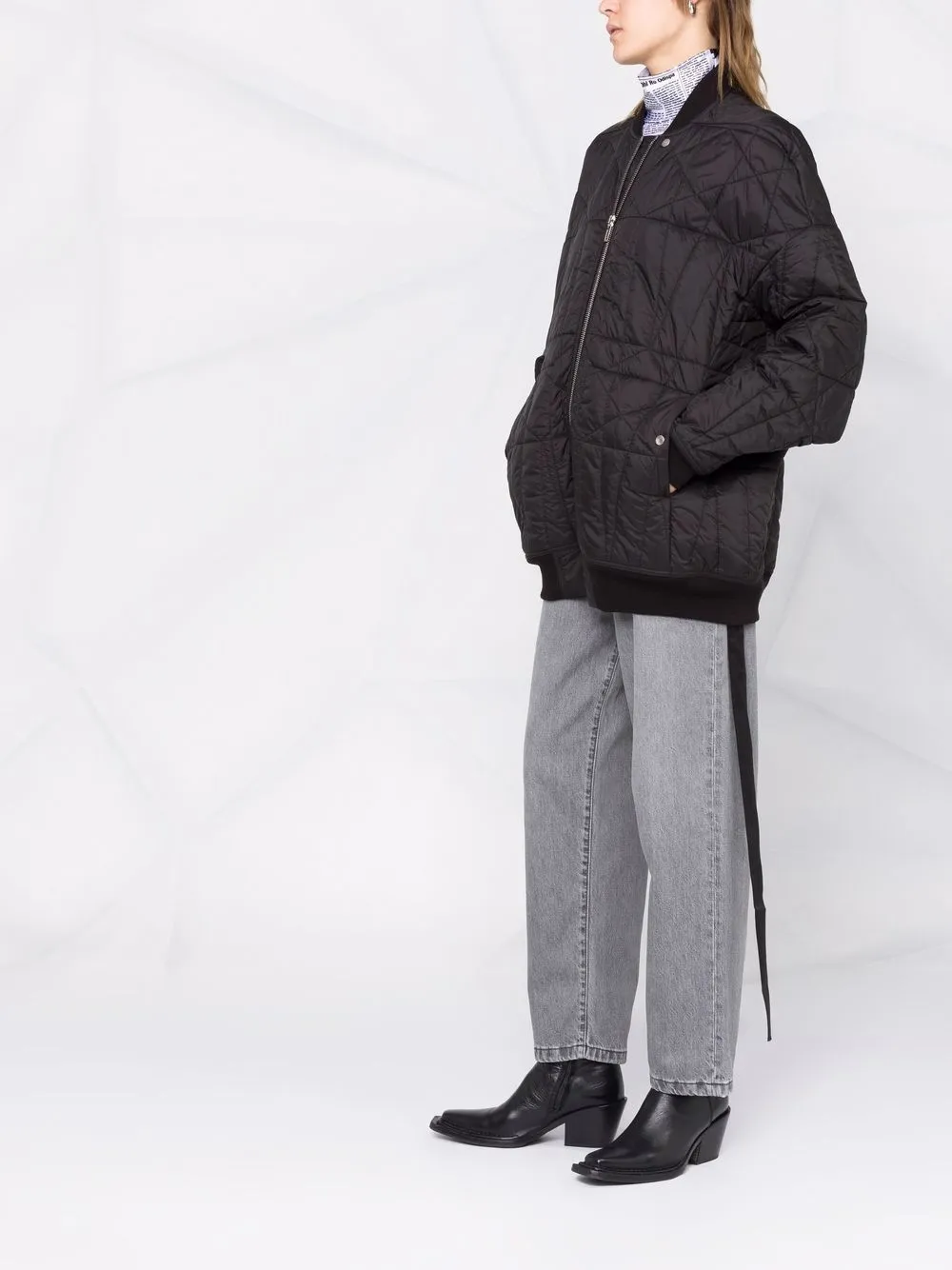 фото Rick owens drkshdw стеганое пальто с воротником-стойкой