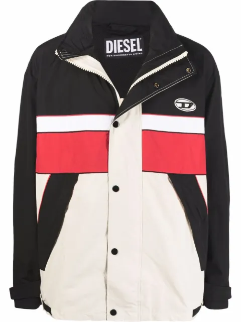 Diesel contrast-panel funnel neck jacket 