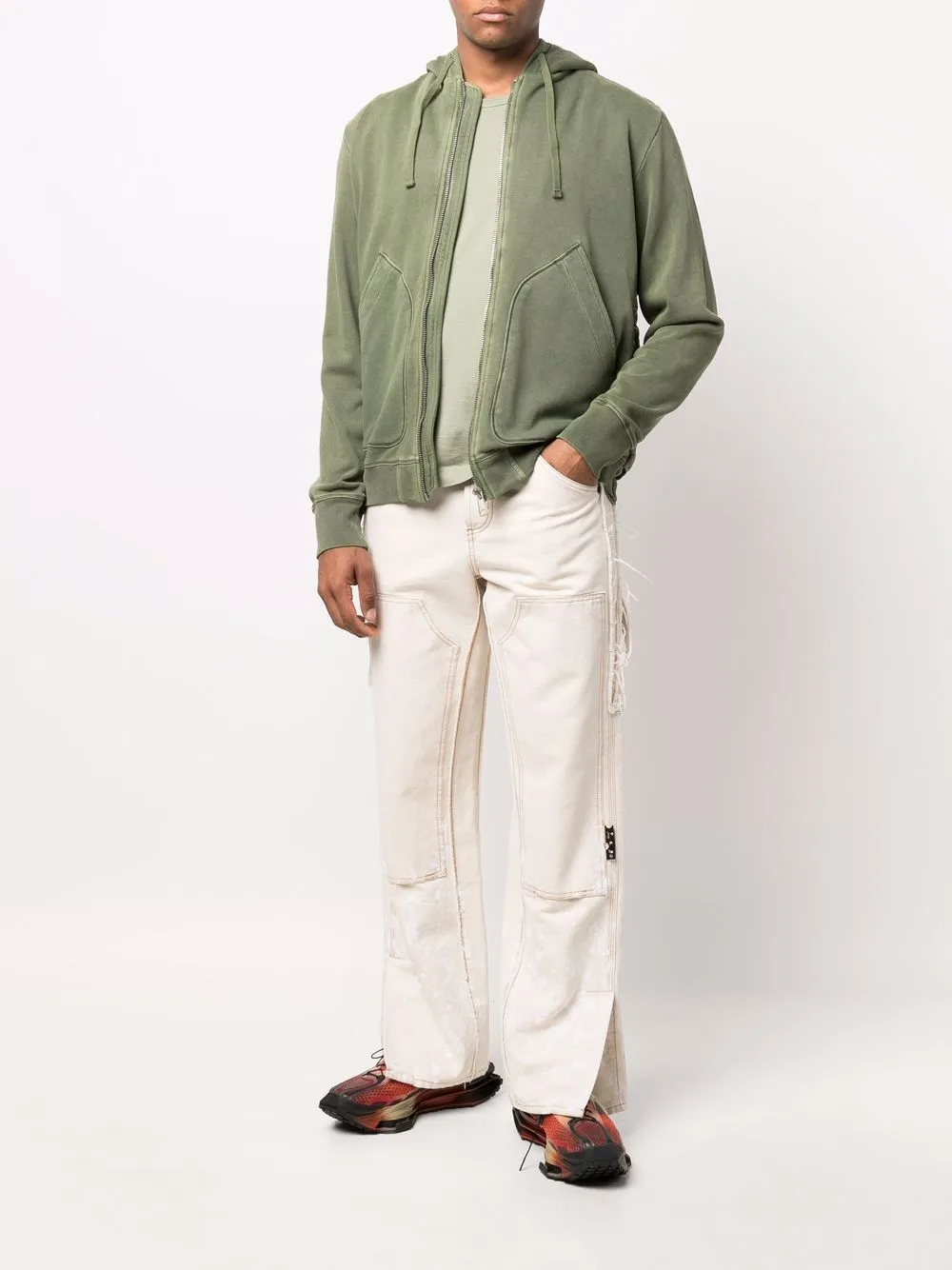 Diesel Hoodie met contrasterend vlak Groen