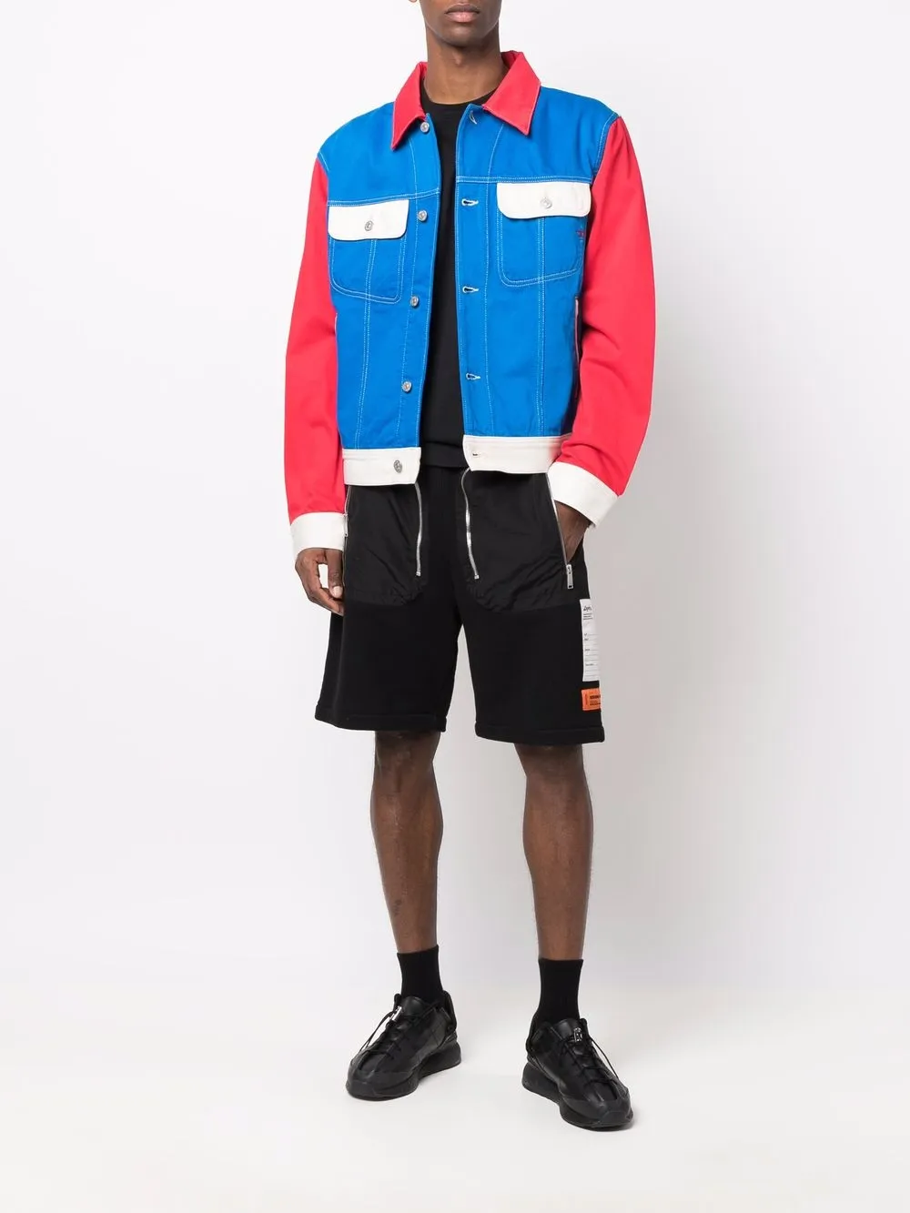 colour block denim jacket