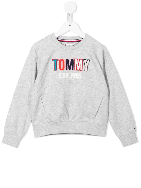 Tommy Hilfiger Junior sweatshirt med broderet logo i flock-tekstur