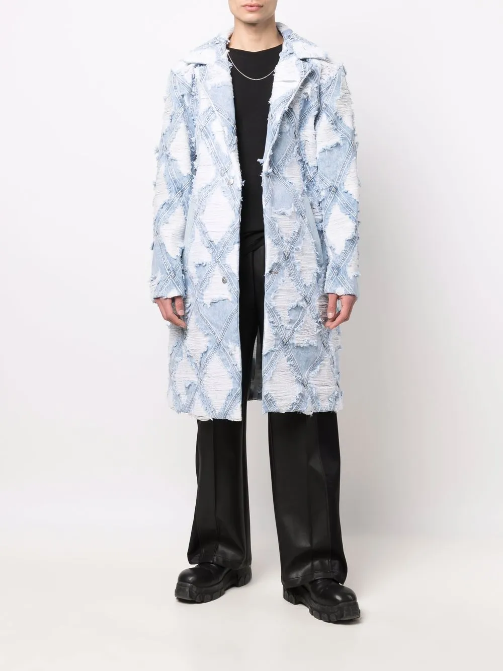 Diesel distressed-denim patchwork coat | Single Breasted Coats | Image 2