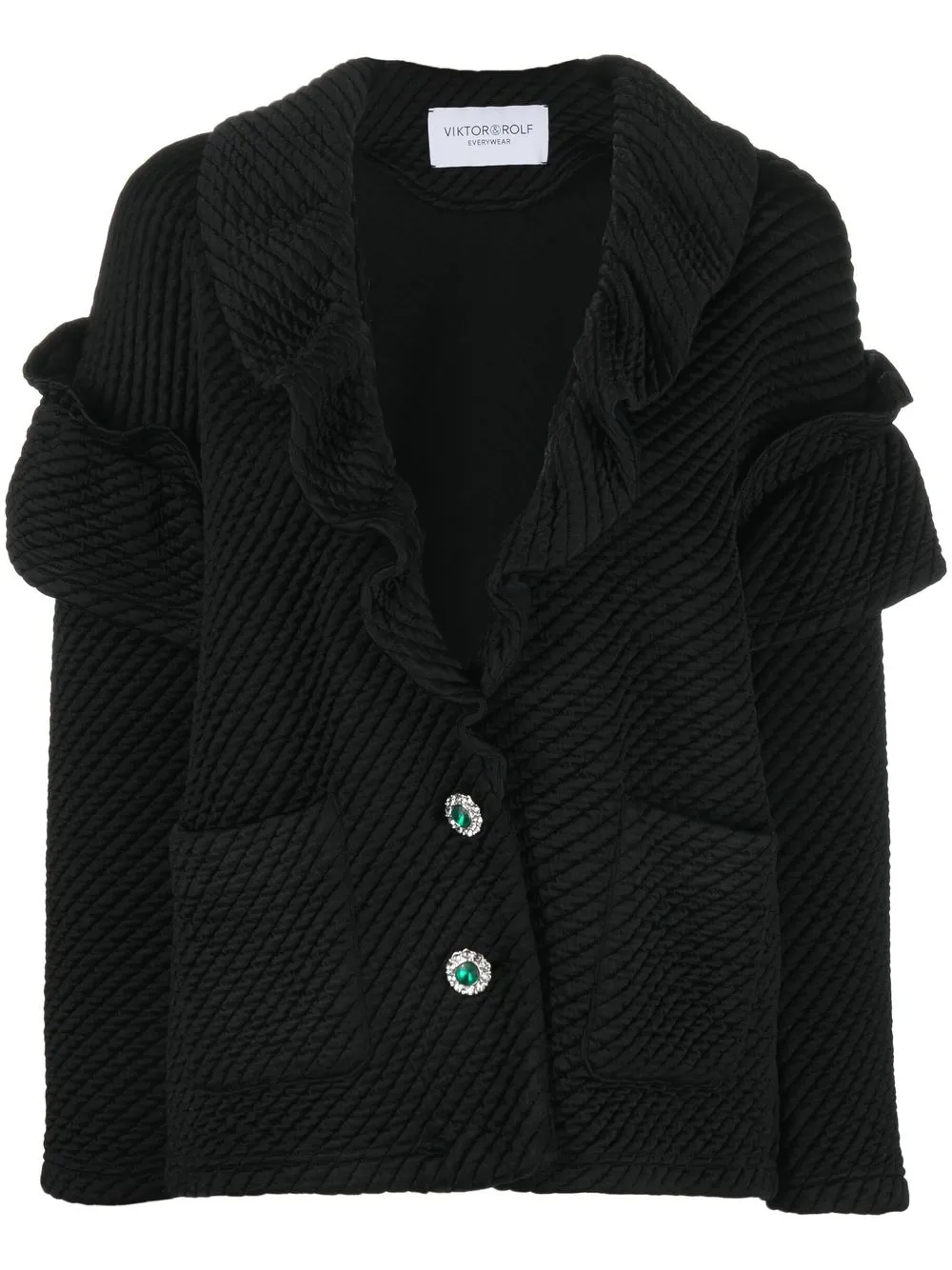 

Viktor & Rolf chamarra Ruffle Quilted - Negro