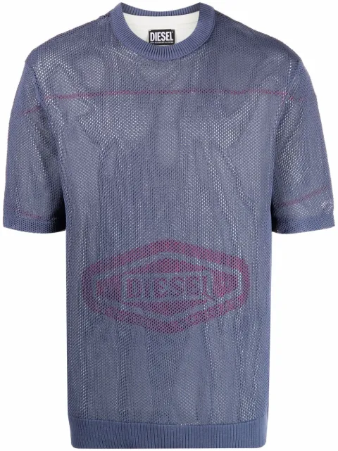 Diesel logo-print mesh T-shirt