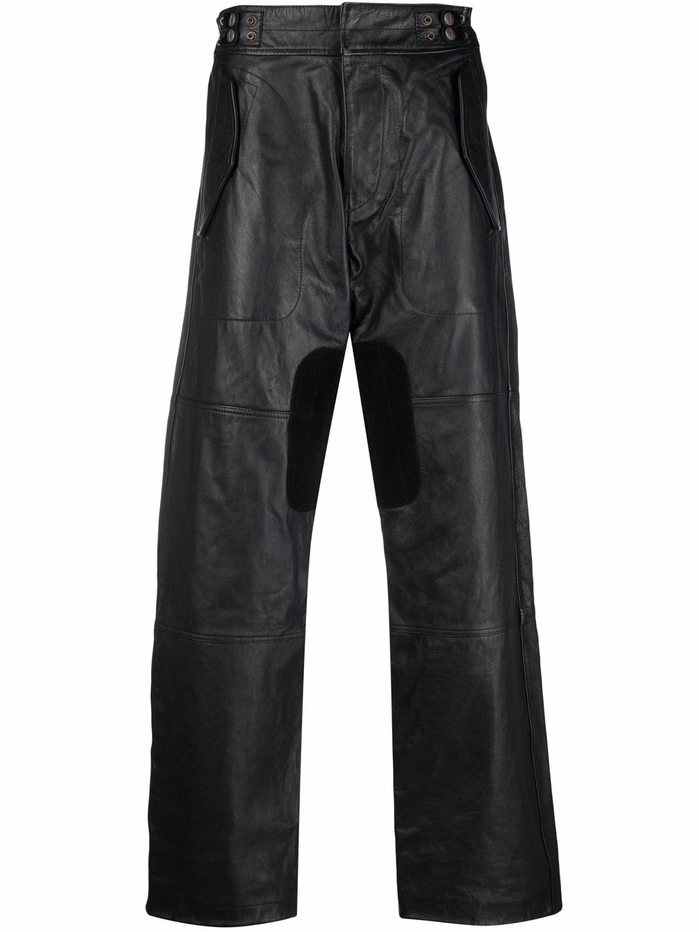 straight leg leather trousers