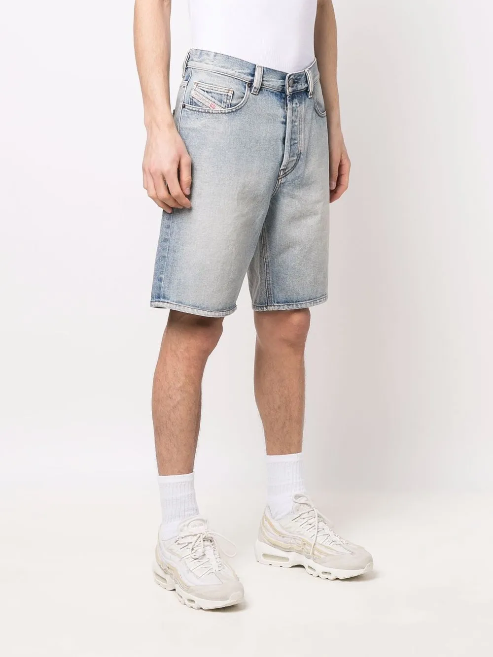  Diesel Jeans Shorts Mit Weitem Bein   Blau 