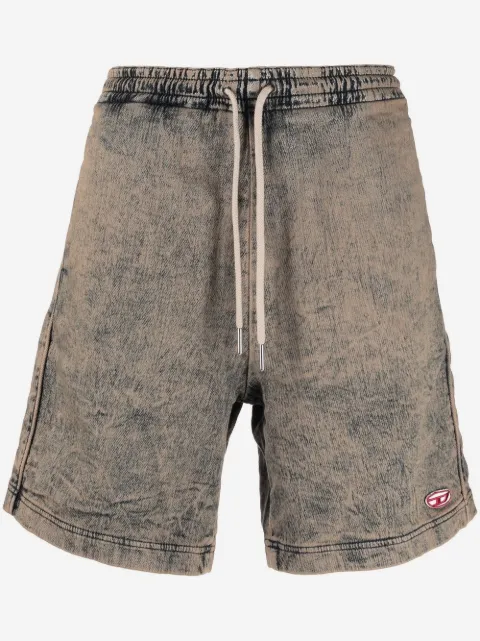 Diesel acid-wash logo-patch shorts