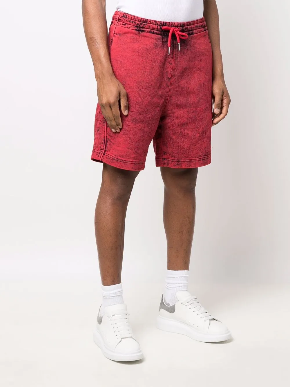  Diesel Shorts Mit Acid Wash Effekt   Rot 