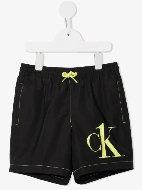 Calvin Klein Kids 로고 프린트 수영복 반바지