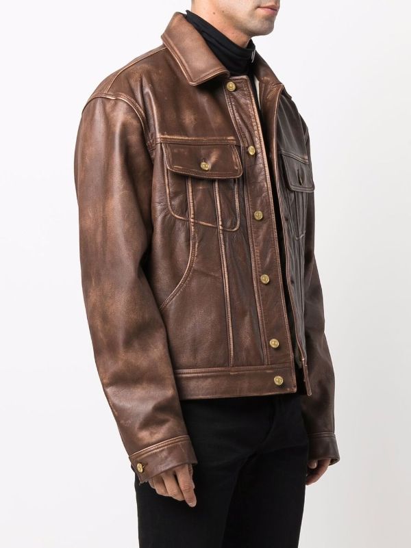 worn leather jacket