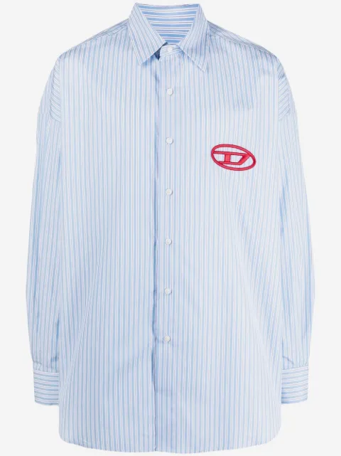 Diesel camisa con estampado de rayas y logo bordado