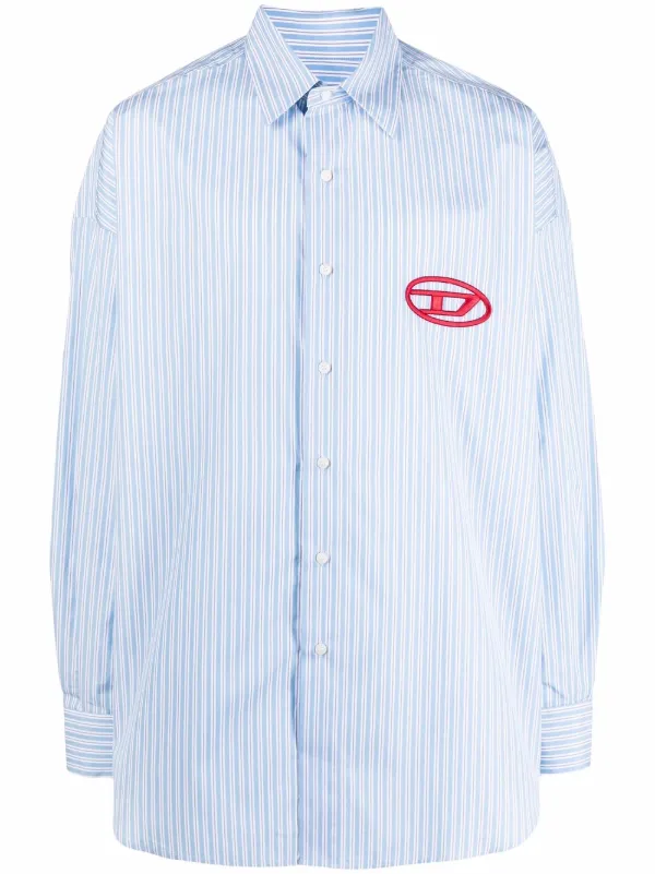 Diesel logo-embroidered striped shirt 