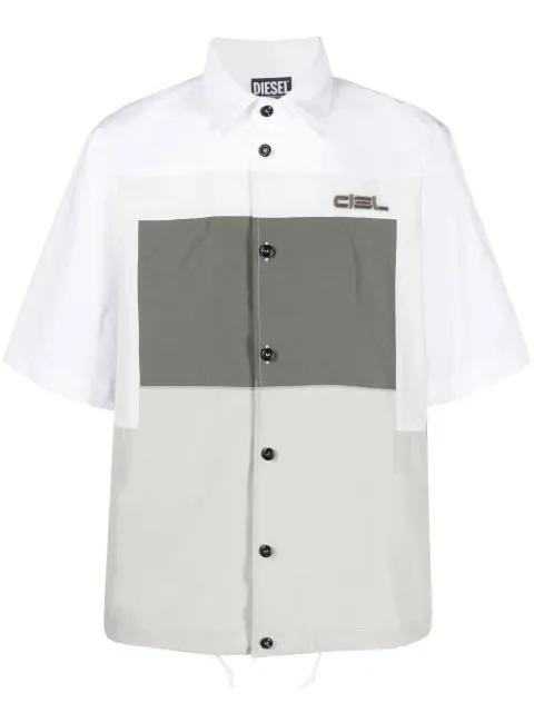 Diesel embroidered-logo colour-block shirt