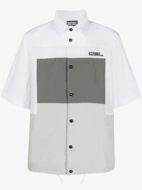 Diesel embroidered-logo colour-block shirt