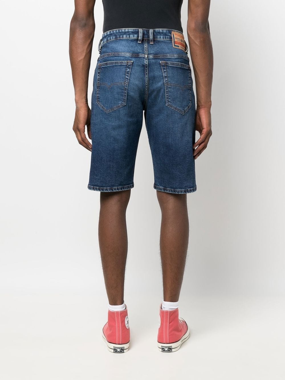 Shop Diesel Straight-leg Denim Shorts In Blau