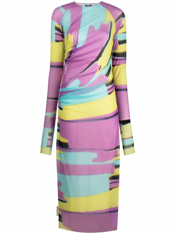 MSGM Printed Ruched Maxi Dress - Farfetch