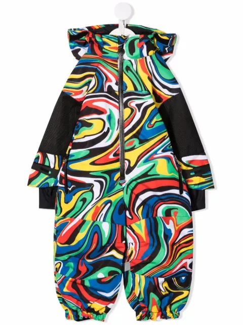 Stella McCartney Kids بدلة تزلج بسحاب وطبعة تجريدية